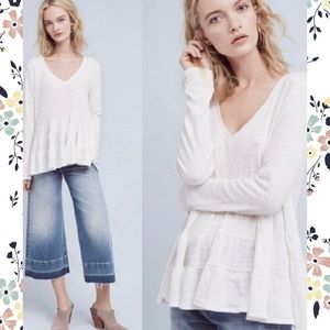 EUC {Anthro} Deletta peplum long sleeve top, Sz M